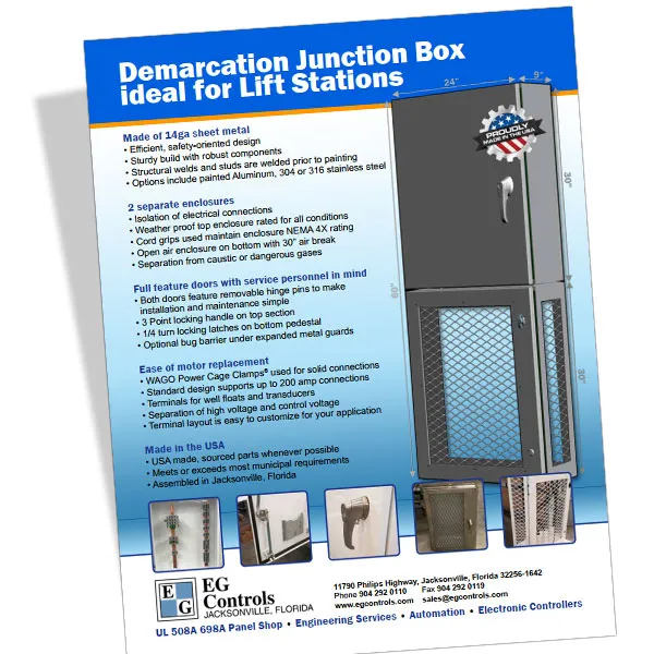 EG Controls trade show flyer for a demarcation junction box