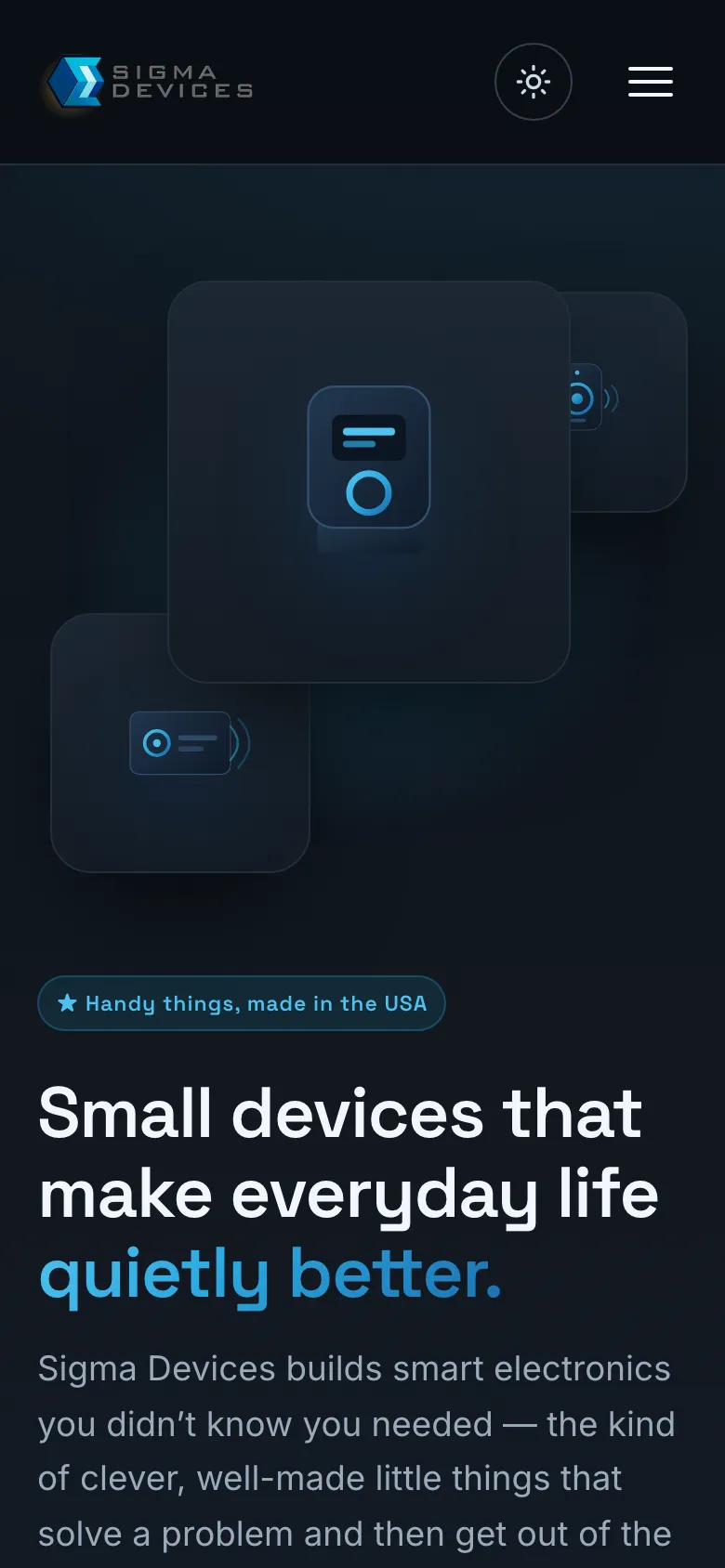Sigma Devices website on a phone